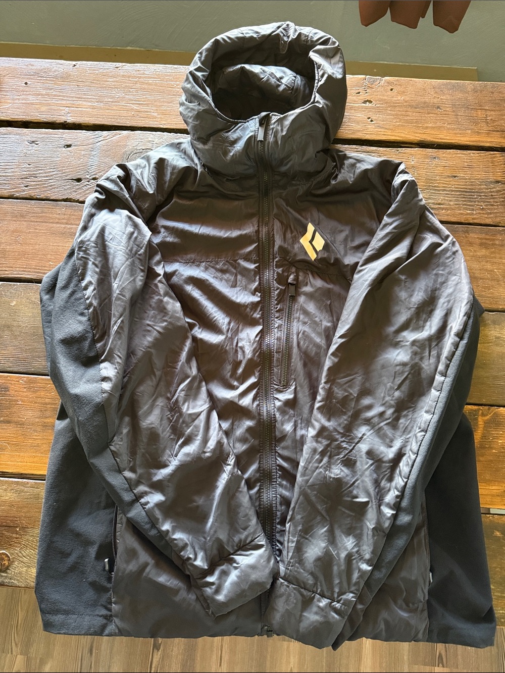 Black Diamond Black Hooded Insulated Puffer Shell Jacket